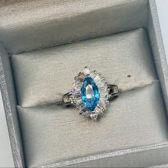 EUC Sterling Silver Lab Created Blue Topaz - Picture 2 of 5